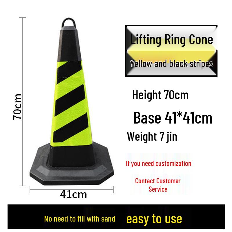 70cm Reflective Rubber and PVC Traffic Cone - No Parking Ice Cream Cone Design