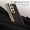Gold Thread Texture Folding Electroplated Leather Case for Samsung Z Fold7 