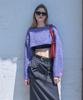 320 Showroom Wool Blend Round Neck Crop Stud Knit Tshirts Purple