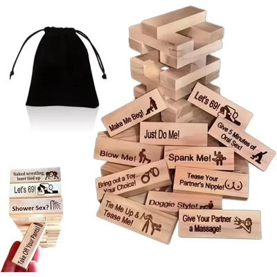 48Pcs Super Naughty Block Tower Game, Valentine Tumbling Tower Stacking Blocks Game Couple Activities Date Night Ideas