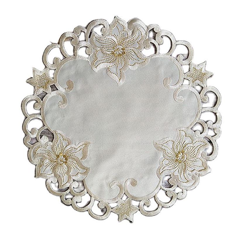HOT Christmas Flower Embroidery Table Place Mat Cloth Tea Placemat Dining Coaster Kitchen Table Decoration and Accessories