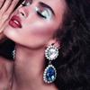 2022 New Trend Shiny Big Rhinestone Drop Shape Pendant Women's Earrings Wedding Party Fashion Jewelry Accessories