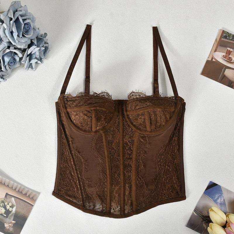 

Ветер, взрывное женское новое тонкое кружевное сексуальное корректирующее белье, топ на бретелях и верхняя одежда XS кофейный