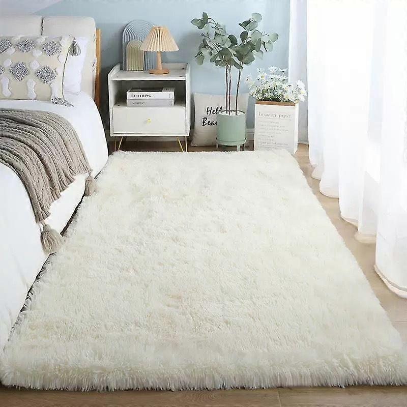 Gradient Shaggy Dip-Dye Rug Foldable Long Pile Carpet Bedroom Living Room Decor Non-Slip Mat