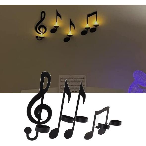 Black Music Note Wall Sconce,Vintage Art Musical Note Candle Holders,Treble Clef Musical Note Wall Decor for Home Office Classroom,Housewarming Gift,