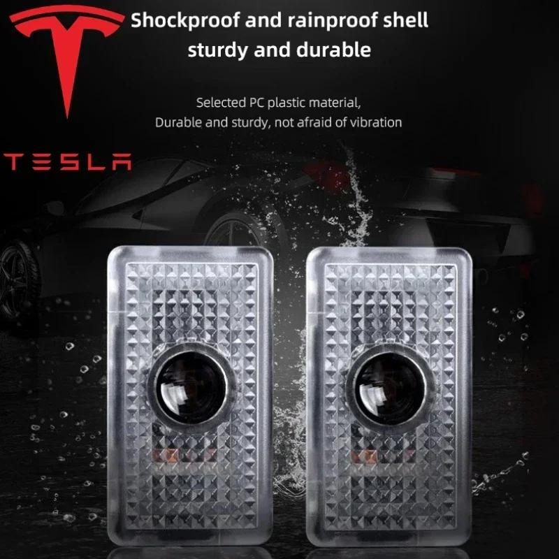 Car Sticker Tesla Tesla 2Pcs Car Door Projector Welcome Lights Accessories For Tesla Model 3 S X Y Cybertruck Roadster SpaceX Ca