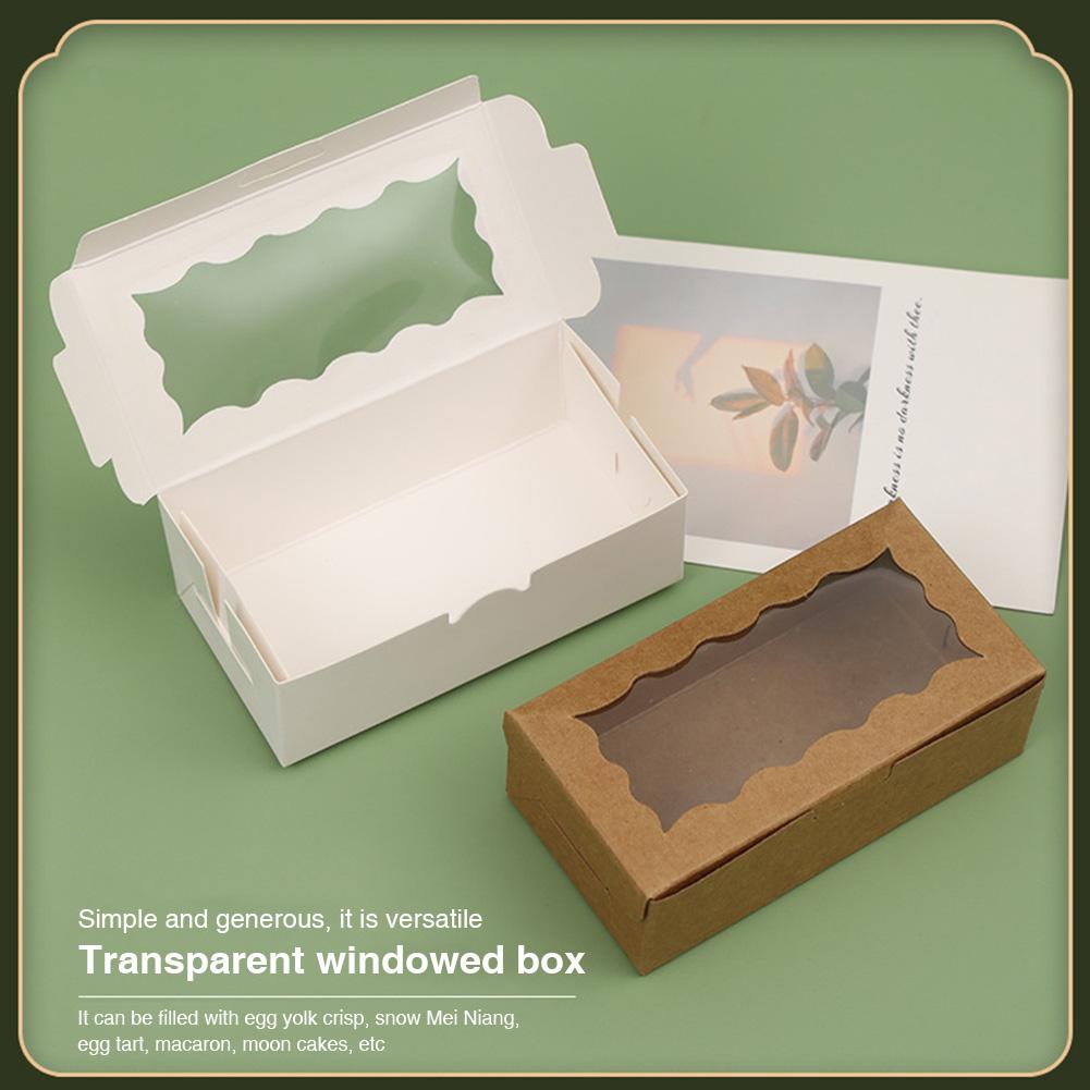 30 Pieces Kraft Bakery Box with Window Bakery Candy Box Treat Dessert Box for Pastry Biscuit Macaron Pie Candy Donuts