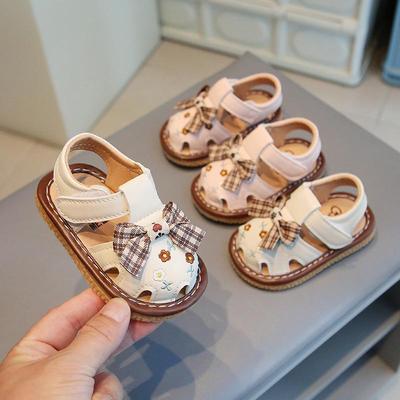 2024 Vintage Style Floral Summer Sandals for Baby Girls - Cute Squeaky Princess Shoes