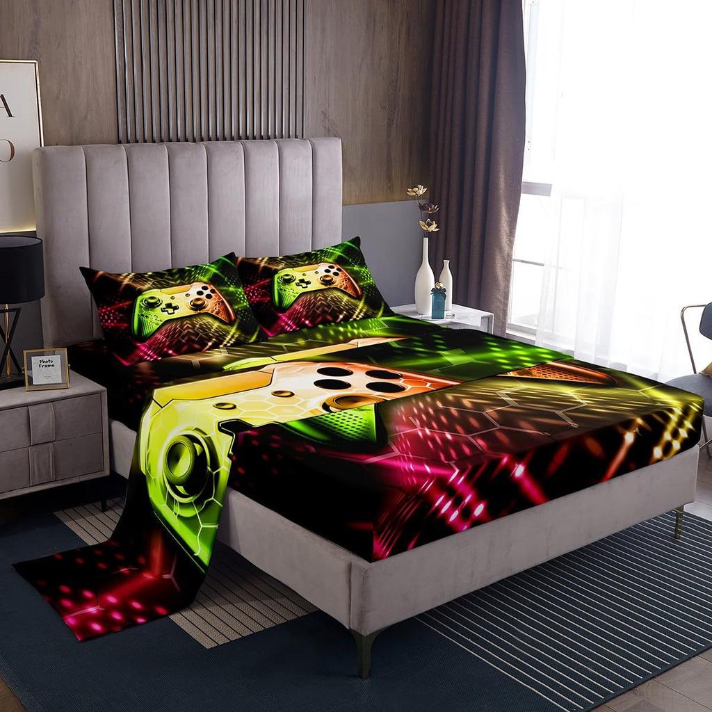 Gamepad Taekwondo Pattern Bed Hat Four-Piece Bedding Set Bedroom Dormitory Bedding Decoration
