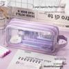 Large Capacity Transparent Mesh Pencil Case for School Students, Universal Handheld Stationery Box for Boys and Girls.