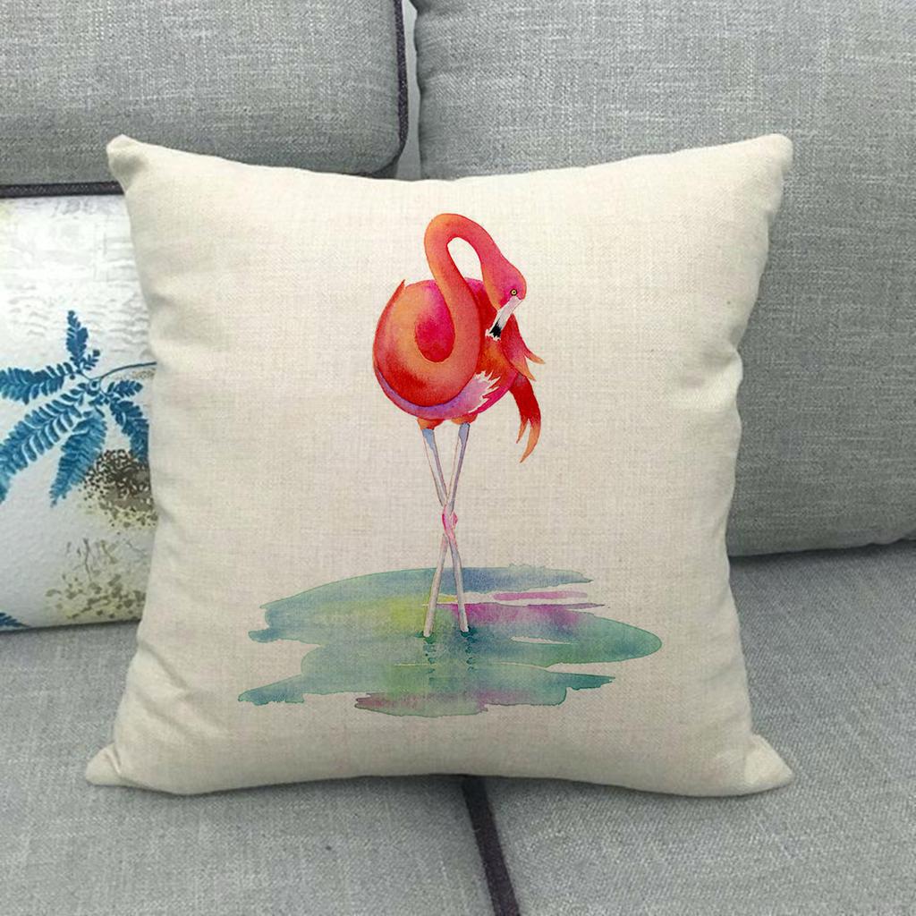 Adorable Flamingo Watercolor Flowers Digital Printing Short Plush Pillow Covers For Car Sofa Office Cushion Cover Home Goods