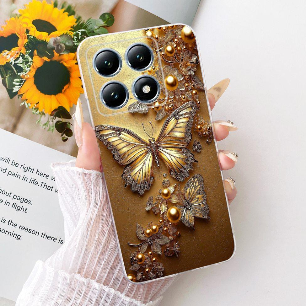 Transparent Casing For Xiaomi 14T Pro Case Cute Cat Luxury Fashion Butterfly Funny Cool Painted Cover 2407FPN8EG