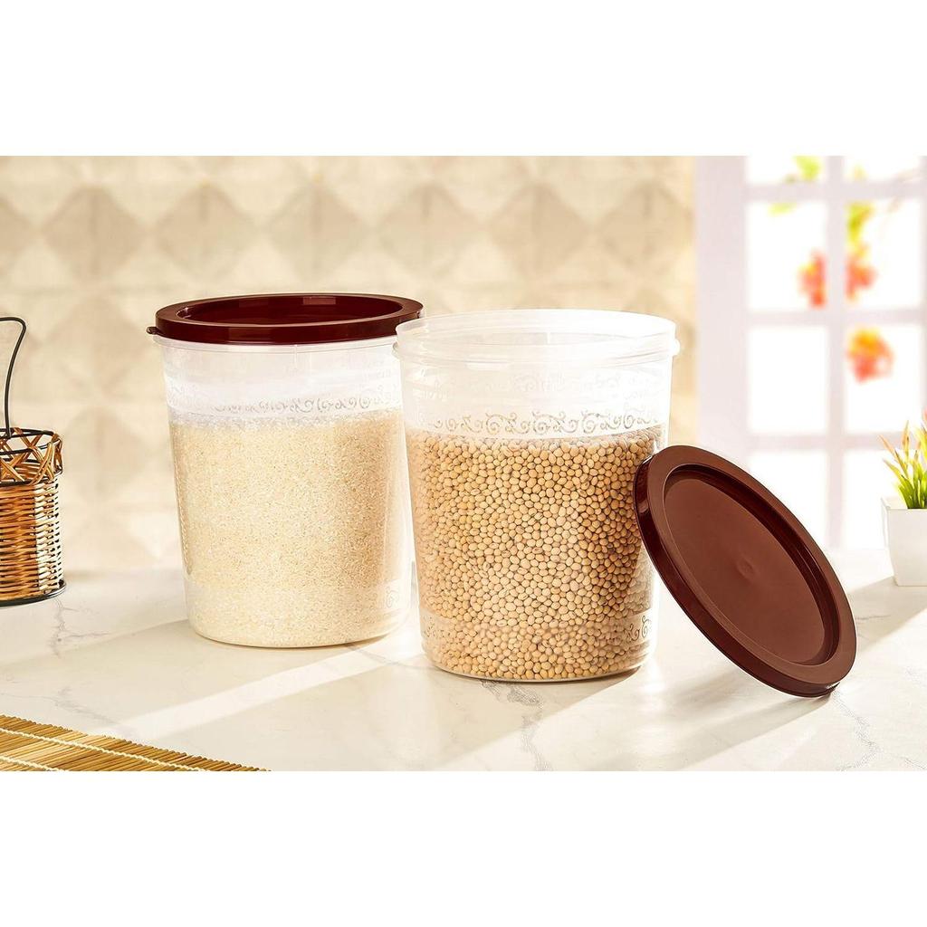 Dish Drainer with Drain Tray + Cutlery Stand (54 Cm * 42 Cm * 20 Cm) 2-Piece Kitchen Storage Container Set, 7.5 Litres, Brown Lid, Plastic