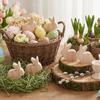 6Pcs Standing Easter Rabbit Ornaments Unfinished Handmade Wooden Bunny Decorative Handicraft Realistic Easter Rabbit Figurine