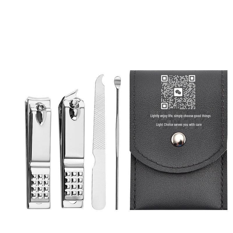Custom 4-Piece Stainless Steel Nail Care Set: Clippers, Ear Pick, File, and Gift Option