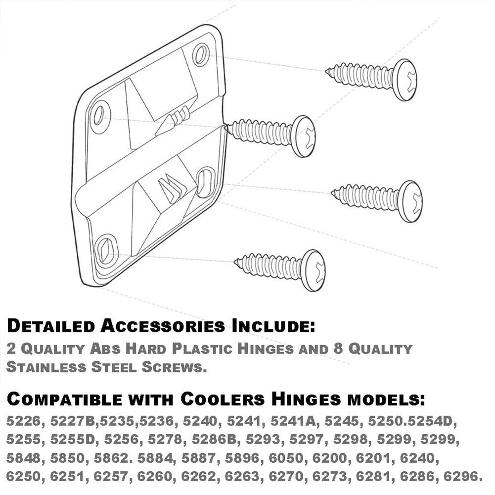 Cooler Hinges Screws Set Cooler Plastic Hinge Set Camping Coolers Plastic Hinges Home Hinges Accessories