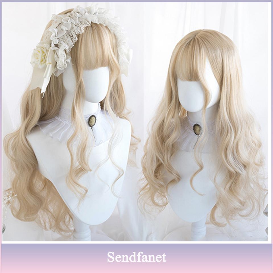 AS Lange Rechte Zwarte Synthetische Pruik Voor Vrouw Met Pony Zwarte Cosplay Pruiken Hittebestendig Natuurlijk Haar beige