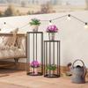 Set of 2 Plant Stands for Indoor and Outdoor Use, Hexagonal Metal Flower Pot Holders for Garden, Patio, Balcony