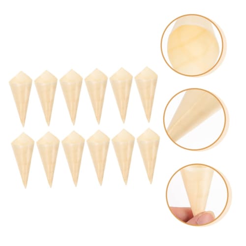 COLLBATH 100 Disposable Wooden Cones for Parties, Stylish Dessert Cups