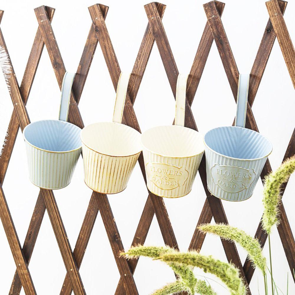 Metal Hanging Flower Pots Wall Mounted Drainable Hanging Planter with Hooks Railing Flower Planter Indoor Balcony