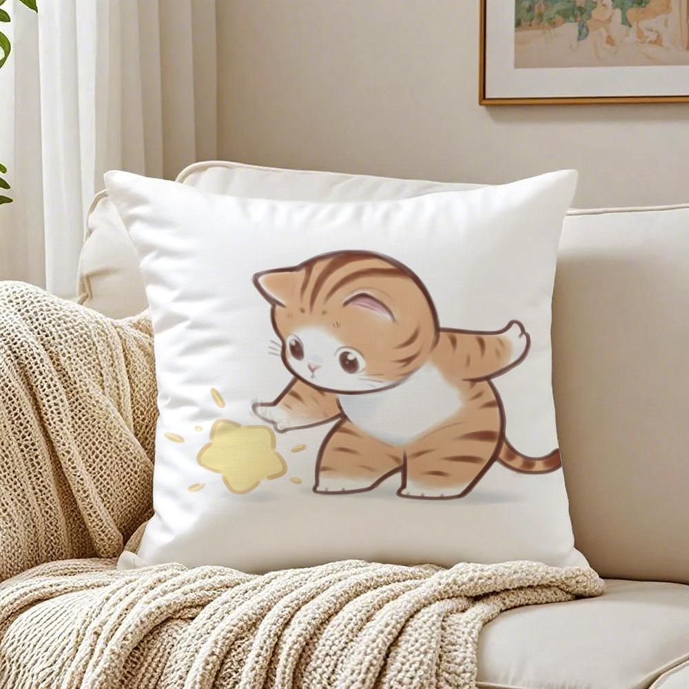 Cute Cat Athlete Childlike Heart Cushion Cover Pillowcase Antidustmite living Room Sofa Decor Cushion Room