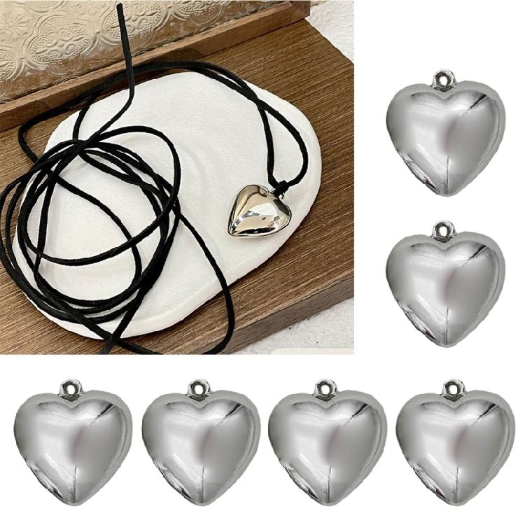 10 Pcs Heart Charm Pendants Plastic Beads Heart Charm for DIY Necklace Bracelet