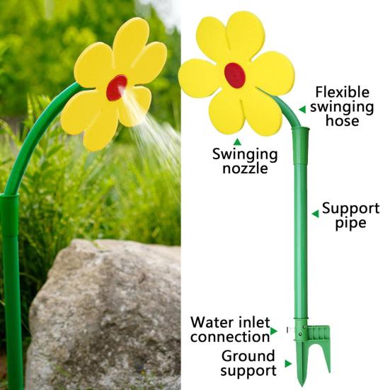 Crazy Flower Sprinkler Dancing Flower Water Sprinkler 360-Degree Rotating Garden Sprinkler for Yard Lawn Irrigation Kids Pets Playing