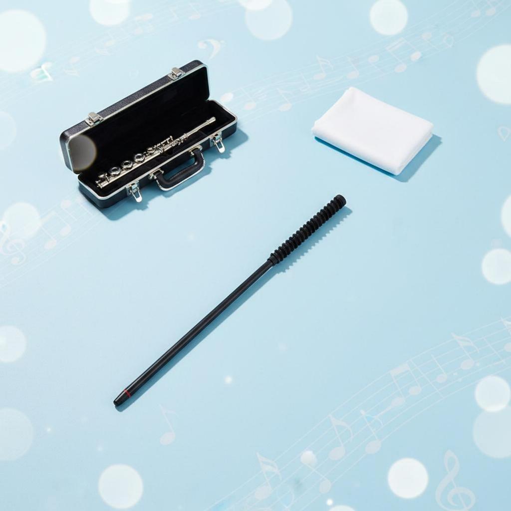 Flute Cleaning Rod Spiral Design DoubleSided Absorbent Cover Fit Wind Instrument