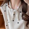 Modisches Schwarz-Weiß-Pünktchen-Schal-Halskette für Damen Boho Imitation Perle Verstellbare Halskette Hawaiianischer Schmuck Zubehör
