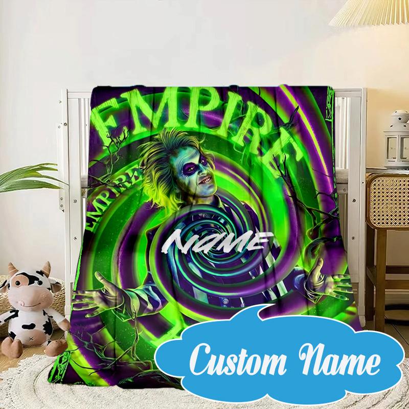 Custom Name Beetlejuice Horror Blanket bed sofa Blanket Flannel Blanket for Camping, Hiking, Picnic Essentials,gift for Fan family