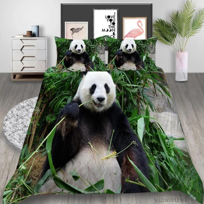 3D Printed Panda Bedding Set,Duvet Cover Comforter Bed Set Quilt Cover Pillowcase,King Queen Twin Size Boys Girls Adults