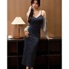 Women's Combed Cotton Floral Lace Lace V-neck Halter Summer New Slit Thin Long Dresses