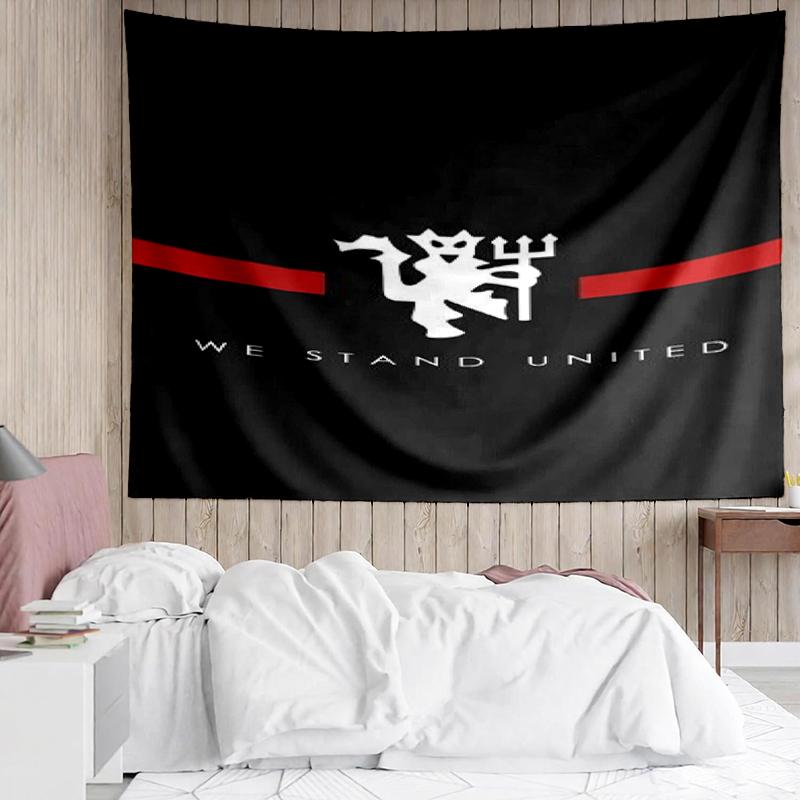 Manchester United Print Tapestry, Backdrop, Easy Setup, Ideal for Bedroom, Office & Living Room, with Aesthetic Wall Hanging Decor.