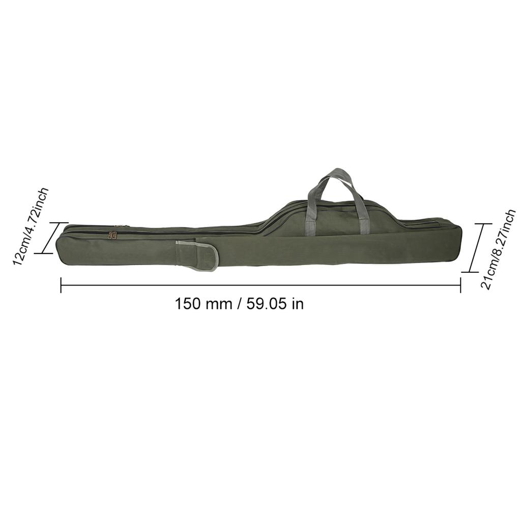 Outdoor Fishing Rod Pole Reel Lures Box Storage Bag Adjustable Shoulder Strap (Green1.5m)