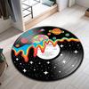Vinyl Record Round Rug, Music Themed Black  White Carpet, Soft Non-Slip Decor Mat for Living Room  Bedroom