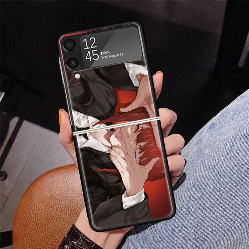 C-Chainsaw Mans Makima Phone Case For Samsung Z Flip 7 6 5 4 3 Galaxy ZFlip7 ZFlip6 ZFlip5 ZFlip4 ZFlip3 5G Print Cover