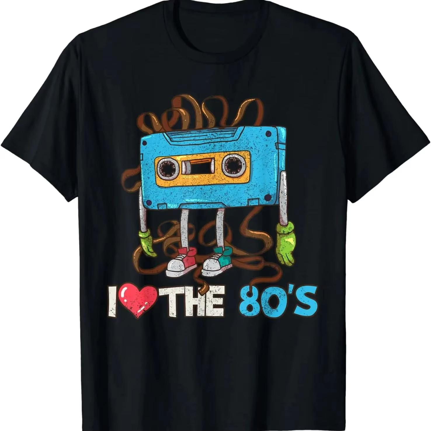 Funny Birthday Gift 1980 80s Cassette Tape Eighties Vintage T-Shirt Unisex Style Shirts for Women Men Clothing Streetwear XL