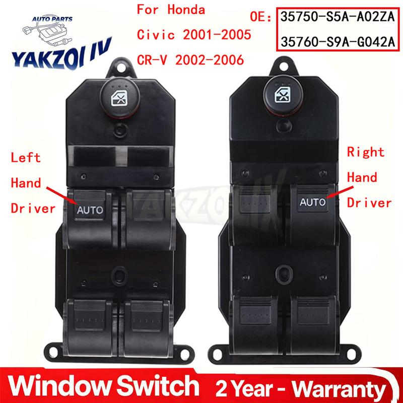 Electric Power Window Control Switch For Honda CRV CR-V 2002-2006 Civic 2001-2005 35760S9AG042 35760-S9A-G042A 35750-S5A-A02ZA
