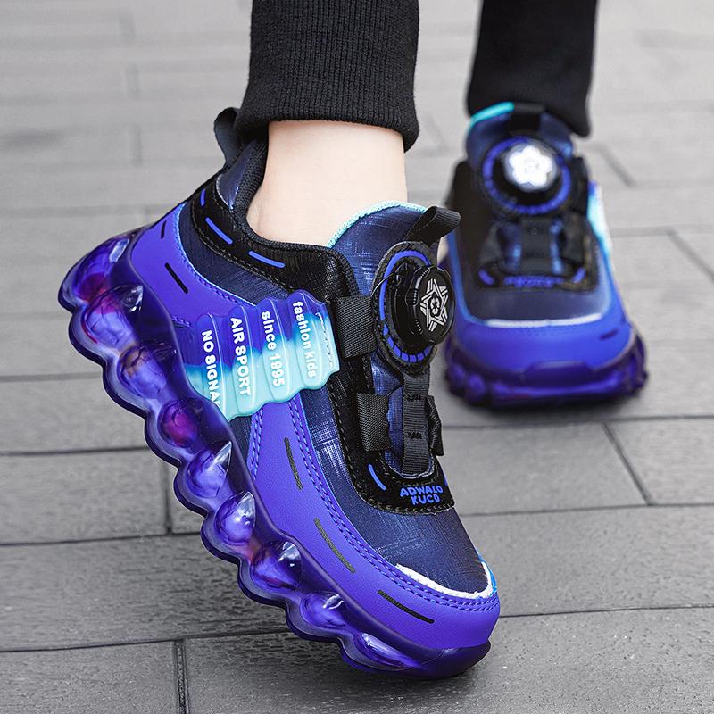 28-38 Children's Pink Leather Waterproof Rotation Buttons Sports Shoes Boys Basketball Sports Shoes Girl Sports Shoes