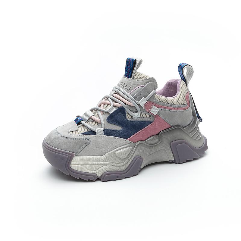 

Thick-bottomed mesh women s leather heightening autumn new breathable trendy versatile sports 35 фиолетовый