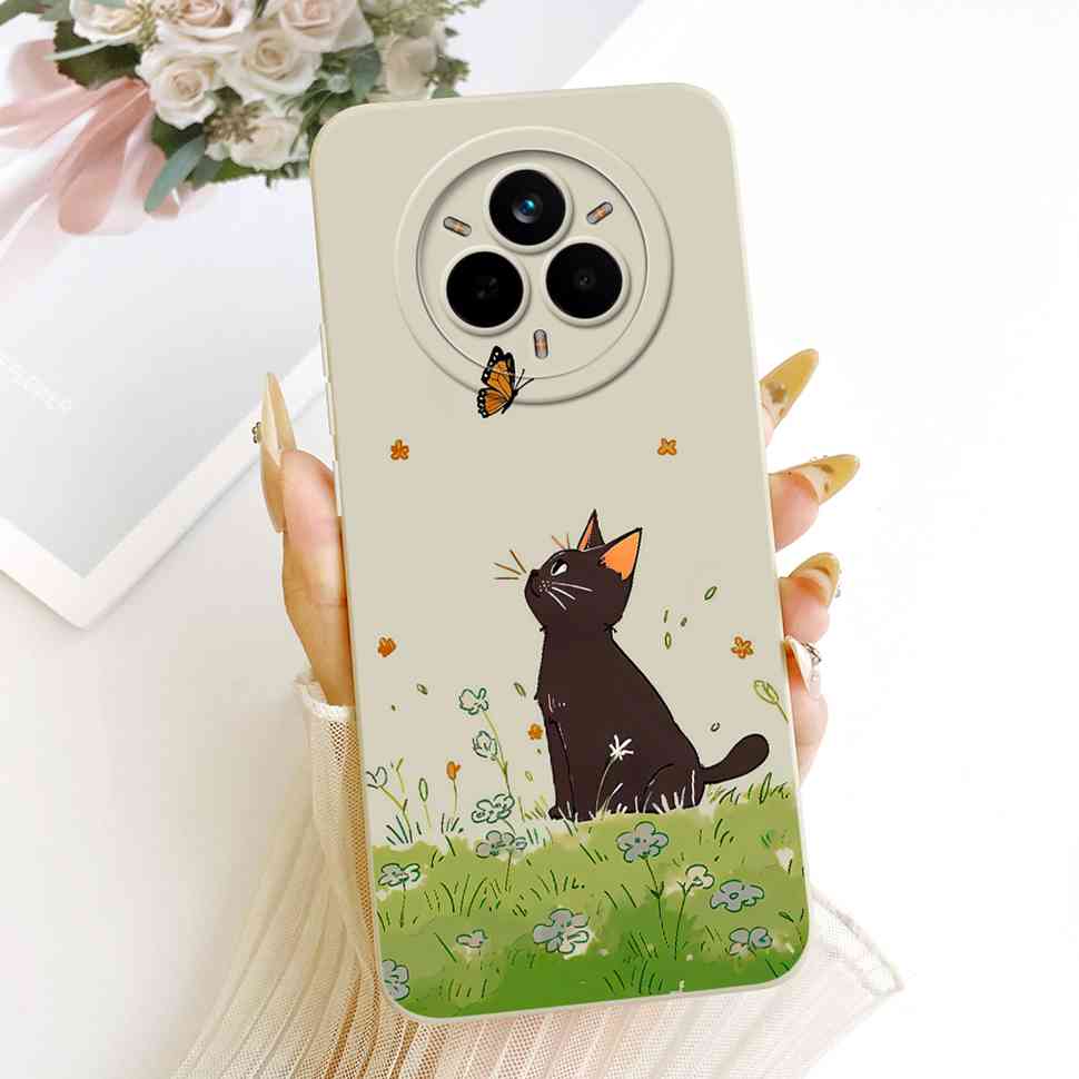 Für Oppo Realme 14 Pro 5G Hülle Neue Katze Blume Weiches Silikon Cover Für Realme 14Pro 14 Pro 5G Handyhülle Stoßfeste Capa