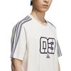 adidas Camiseta Casual Deportiva de Rayas SS25 Cuello Redondo Manga Corta para Hombre Tops Blanco Crudo JX2634