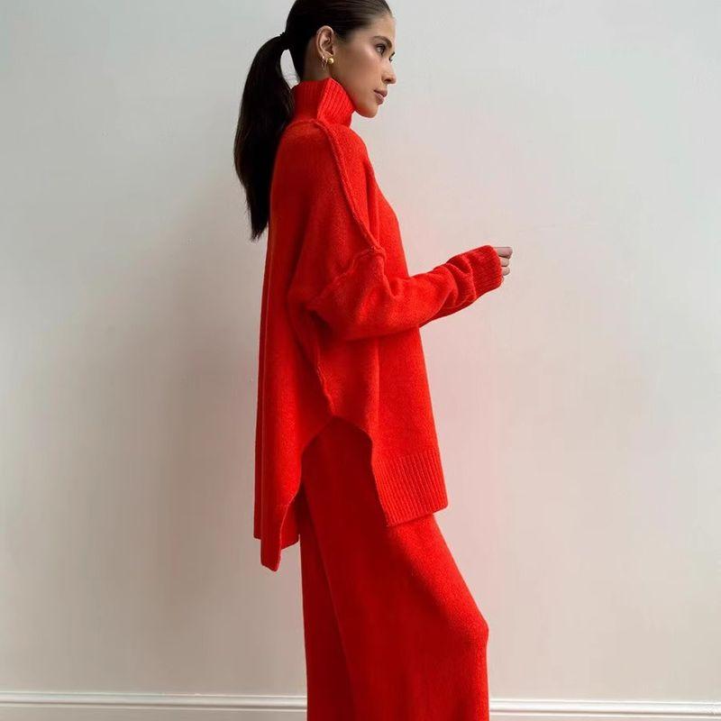 Fashion Wind Autumn and Winter Loose Knitting Sweater Pants Suit Knitted Sweater and Pants Set