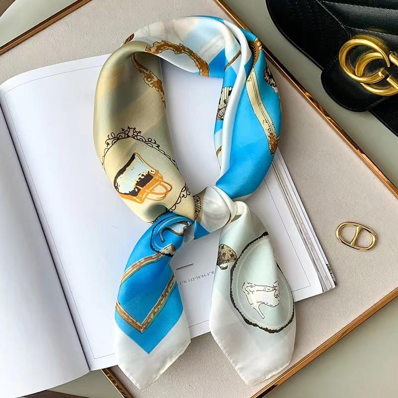 Luxus-Design-Druck Seide Quadrat Schal Frauen Weichen Satin Pferd Haarband Halstuch Büro Hijab Stirnband Foulard Tasche Bänder Geschenk