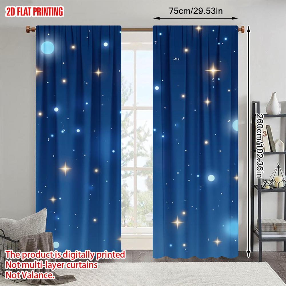 2pcs   plane printing Contemporary Curtains Printed Fashion Blue Star Versatile Durable Polyester (without rod) Festive Ldeal