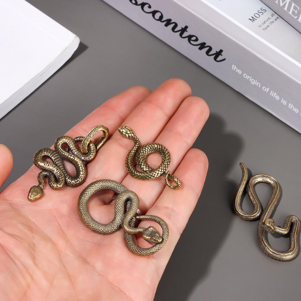 Brass Metal Handmade Cobra Animal Keyring Snake Shape Keychain Hand Bag Pendant Key Ring Tool