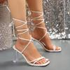 Spring and Summer Footwear Sandals Plus Size with Square Toe and Thick Heels