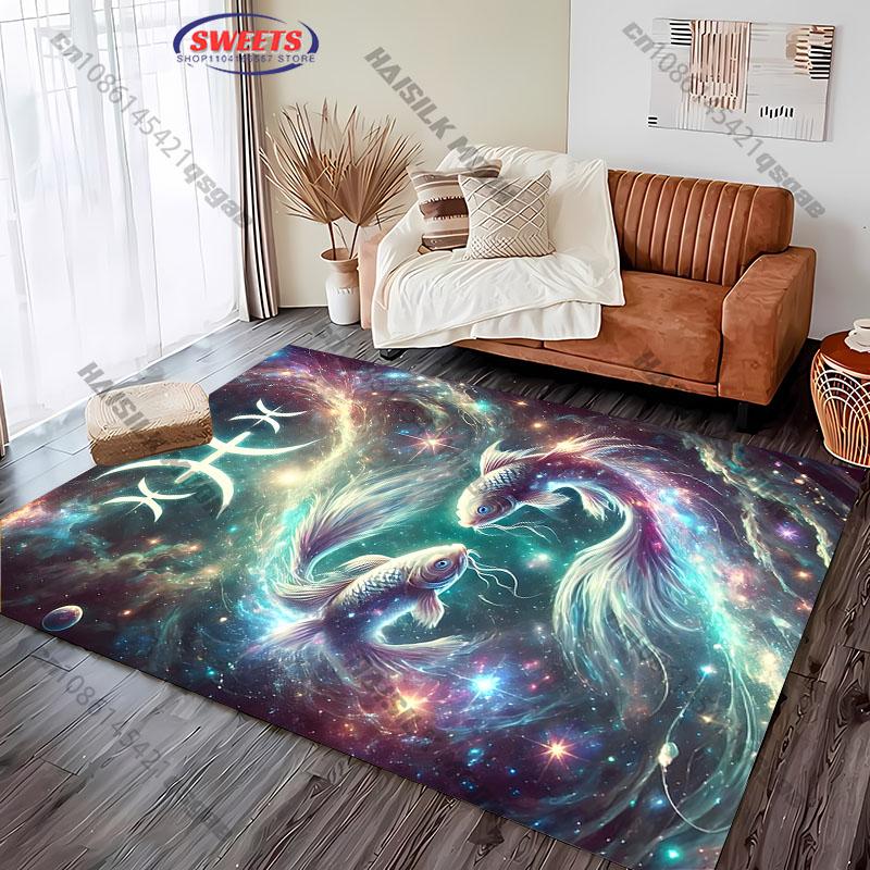 Elegant Zodiac Pisces-Themed Rug for Decor carpet for home sofa bedroom, gift mats