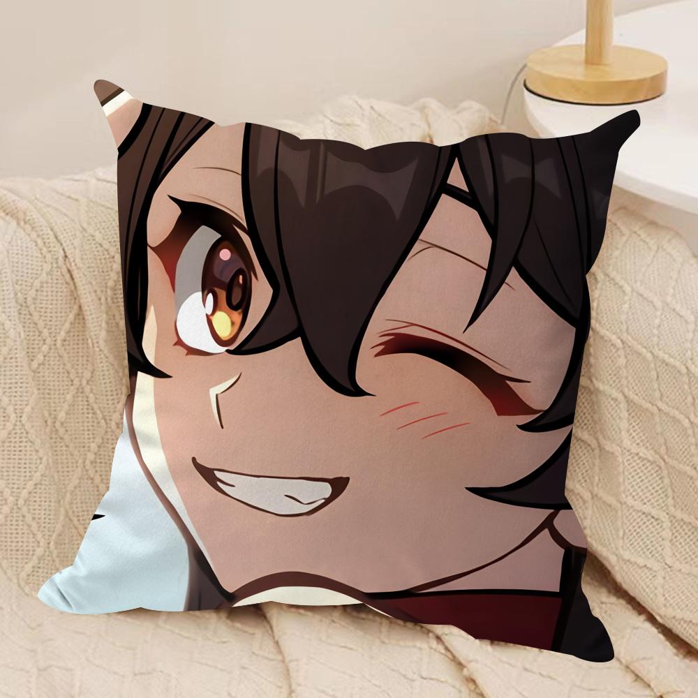 Amber Cute Genshin Impact Cushion Cover Silky Short Plush Invisible Zipper Dustproof Sofa Pillow Case For Home Decor