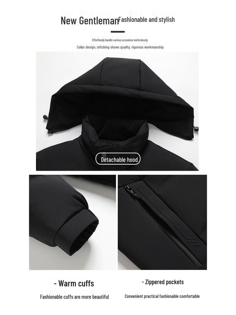 2025 Autumn/Winter Men's Hooded Down Jacket: Warm, Casual, Cold Protection for Middle-aged